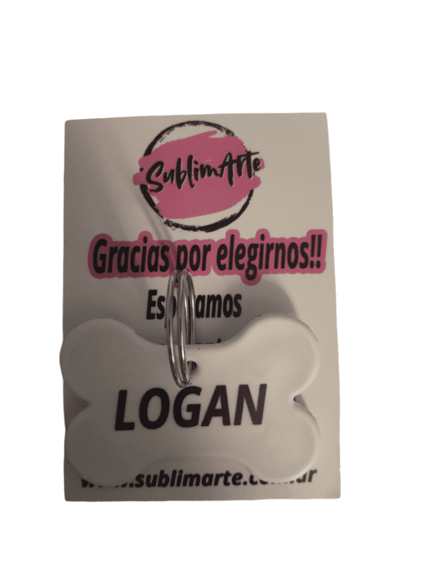 placa para mascotas tipo hueso grande sublimado personalizado